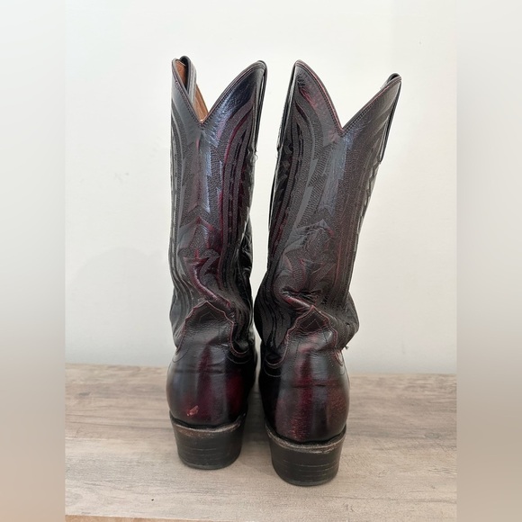 Lucchese 2000 Black Cherry Leather Western Men\'s Boots 9 D, Style T3012R4 main image 6